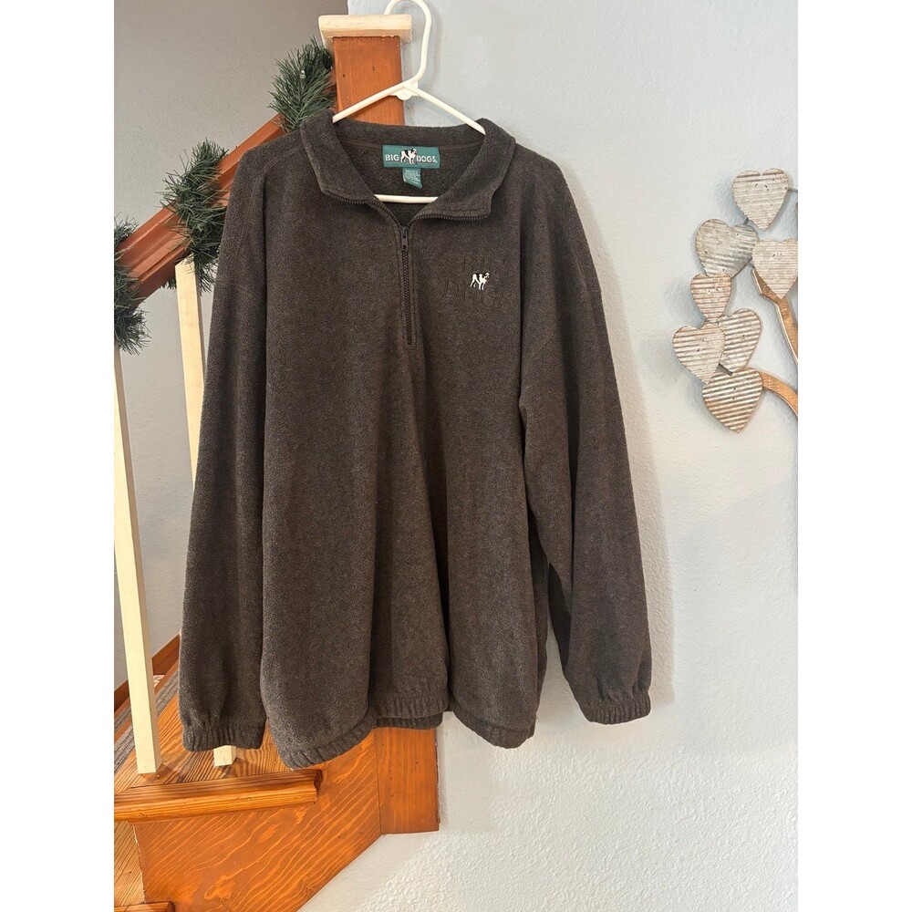 Big dogs Y2K vintage quarter zip gray fleece jacket coat sweater XL logo